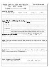 Phiếu kiểm tra kiến thức Tuần 9 Lớp 4 năm 2015 - Trường TH Tam Sơn 2
